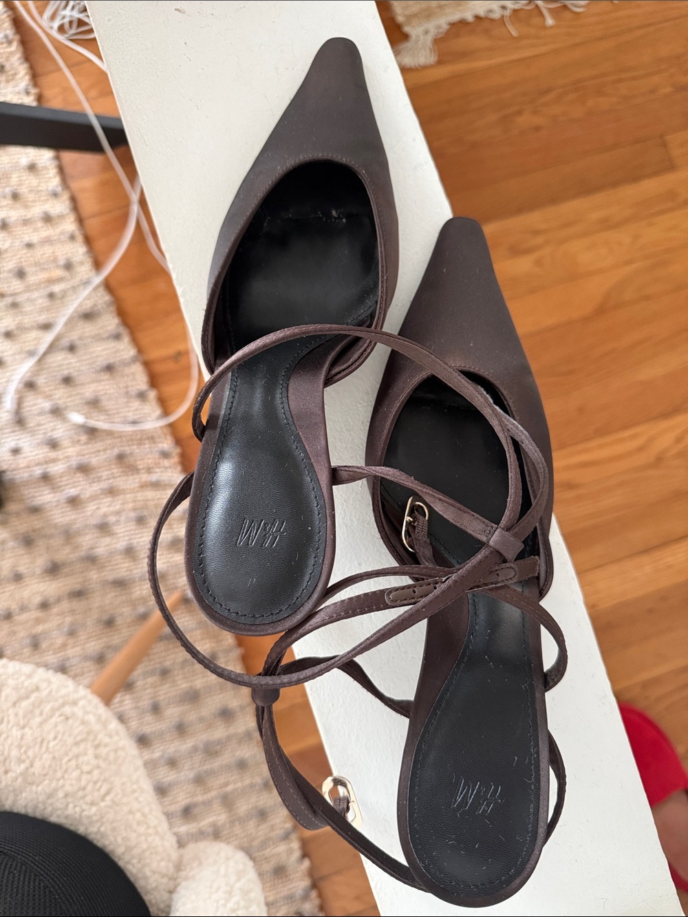 Zara Brown Pointed-Toe Lace-Up Heels